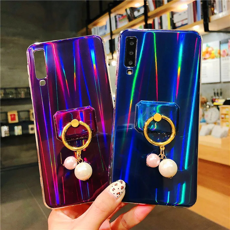 

Fashion Glitter Pearl Ring Phone Case For Samsung J310 J510 J710 J330 J530 J730 Soft Silicone Cases Dazzling Aurora Back Cover