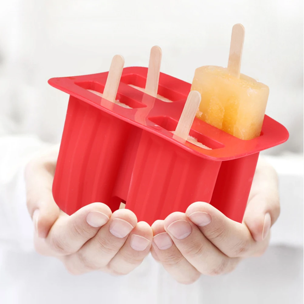 4-сетки силиконовые DIY Формочки Для Мороженного «фруктовый лед» машинка для мороженого на палочке с барабанные палочки посылка сумка в комплекте