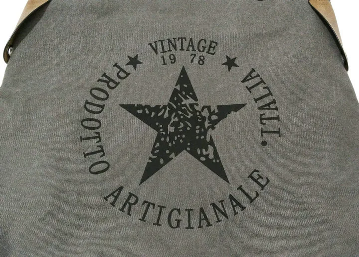 Rdywbu VINTAGE BIG STAR PRINTED CANVAS TOTE HANDBAG - Women's Multifunctional Travel Shoulder Bag Letters Messenger Bolsos B211