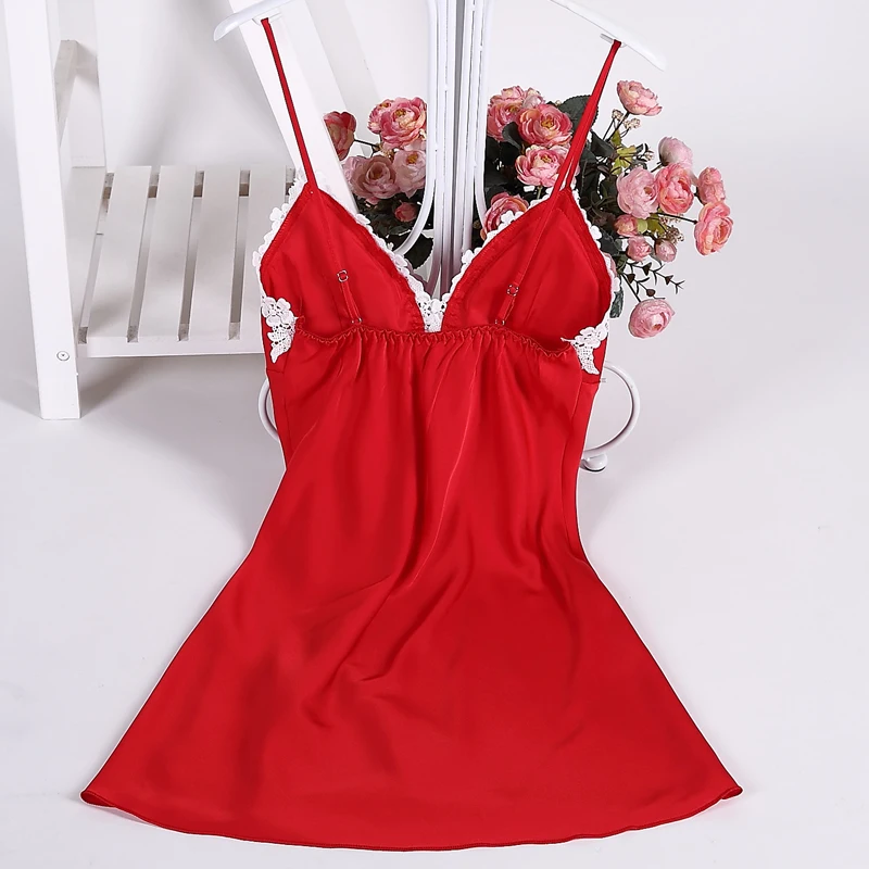 Red silk like nighgown suits (3)