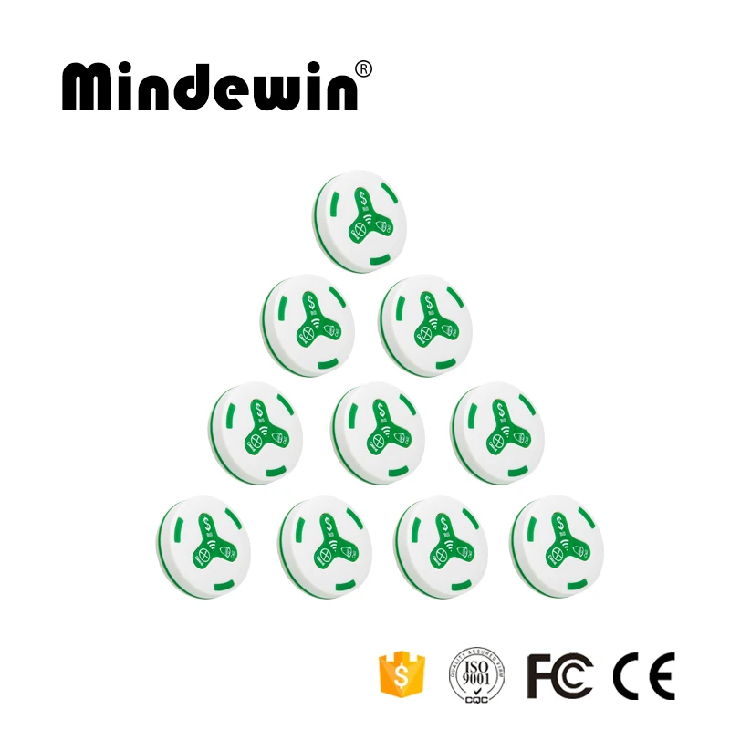 Mindewin 10pcs Waterproof Restaurant Pager Call Transmitter Button Wireless Calling System 433MHz Catering Equipment | Компьютеры и