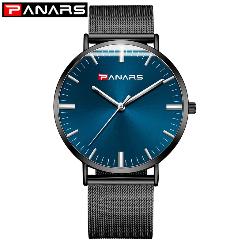 Мужские часы Топ бренд класса люкс водонепроницаемые тонкие сетчатые минималистичные наручные часы для мужчин кварцевые спортивные часы Relogio Masculino - Цвет: Mesh Blue