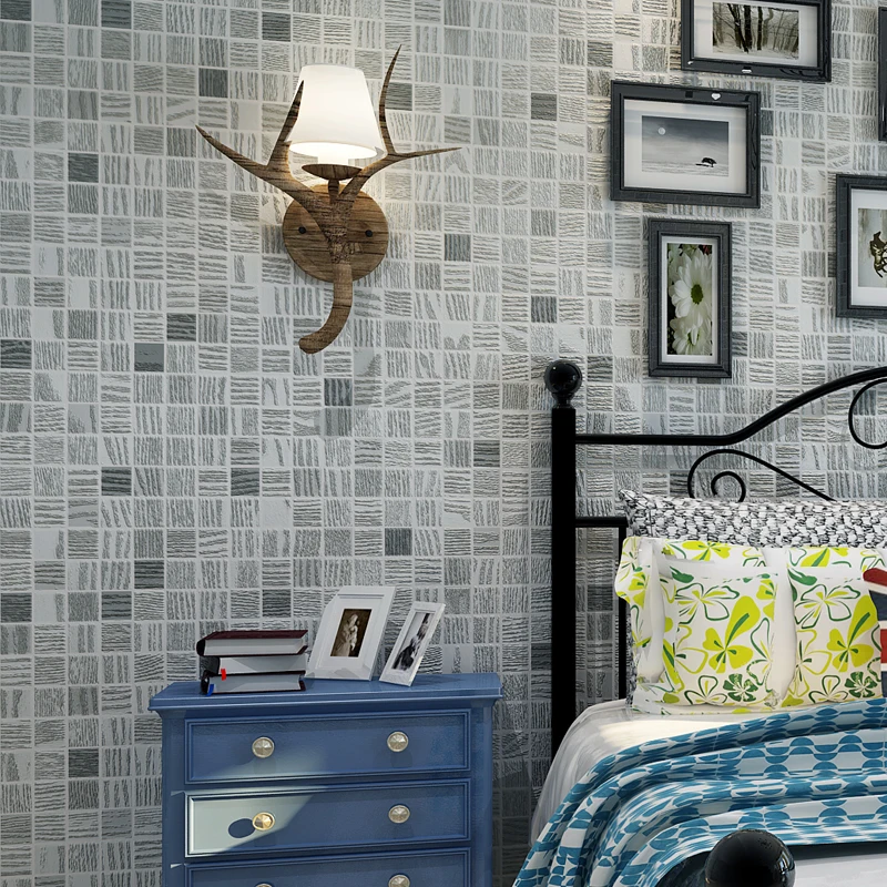 

3D Mosaics Lattice Non-woven Fabric Wallpaper Modern Wallpapers For Living Room Bedroom TV Background Wall Decoration Paper Grey