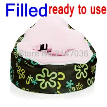 WITH BEANS Inside, ready to use, baby bean bag chair, floral pink seat kids sleeping beanbag beds — 600D oxford original chairs