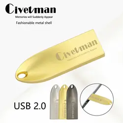 Civetman USB флэш-накопитель 128 ГБ Металл Мини внешних накопителей USB2.0 накопитель 64 ГБ флешки 16 ГБ памяти USB stick 32 ГБ Flash Drive