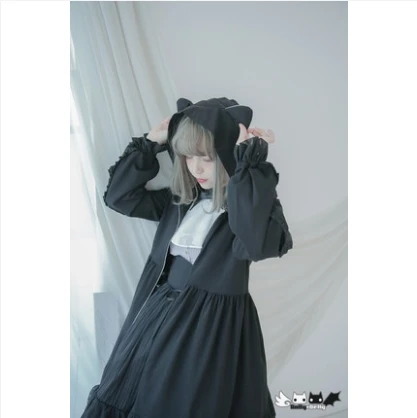 Dolley Lolita Volants Manches Manteau Femmes À Noir Foncé Sweet Métal Princesse Lanterne Chat Delly D'origine dolly En 0037 Glissière Vent TP5SwOx