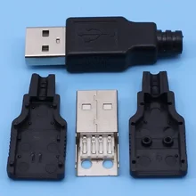 10 комплектов в партии DIY USB 2,0 A Тип Мужской сборки адаптер Разъем гнездо Черный припоя Тип пластиковый корпус