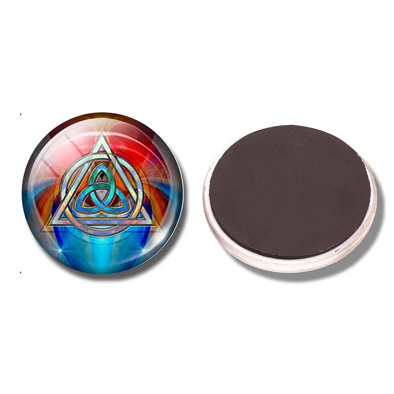 

1p Triquetra Art Picture 30 MM Fridge Magnet CelticKnotwork Glass Cabochon Note Holder Magnetic Refrigerator Stickers Home Decor