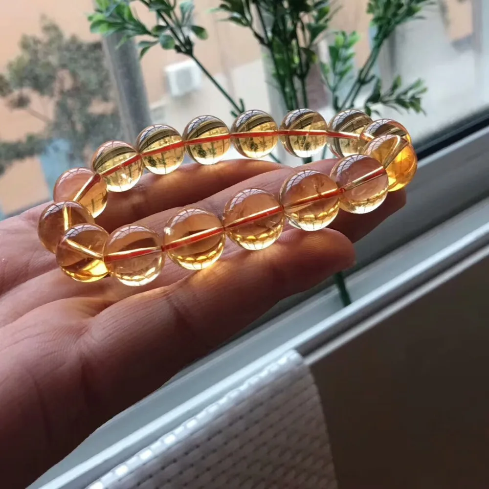 Genuine Natural Citrine Quartz Yellow Crystal 14mm Round Beads Bracelet Gemstone Wealthy Stone Stretch Charms AAAAAA (4)