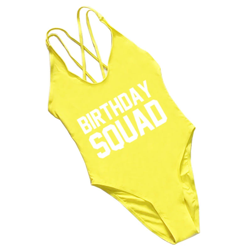 Swimsuit Women One Piece Swimwear Womens Swim wear Custom Letter Birthday Squad Bathing Suit Party Bodysuit Sexy Monokini - Цвет: Color 9