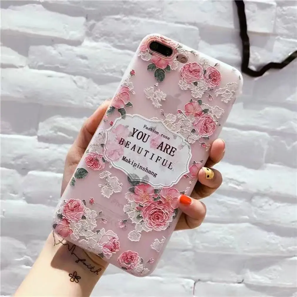 

Mobile Phone Case Tpu White Matte Embossed Bird Language Floral Protective Shell For Iphone