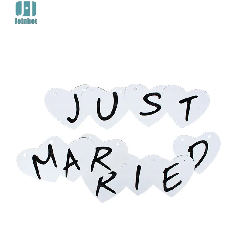 

JUST MARRIED hearts with string for Wedding Invitations Decoration Decoration Wedding