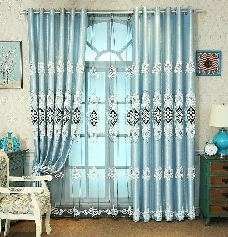 Европейская вышивка цветочный стиль Роскошная Затемняющая штора водорастворимый специальный узор для гостиной спальни украшения окна