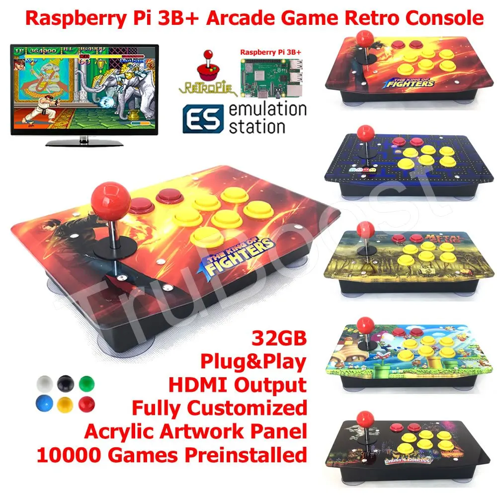 

Raspberry Pi 3 Model B+ B Plus Arcade Game Retro Console Artwork Panel Plug&Play 10000 Games Preinstalled