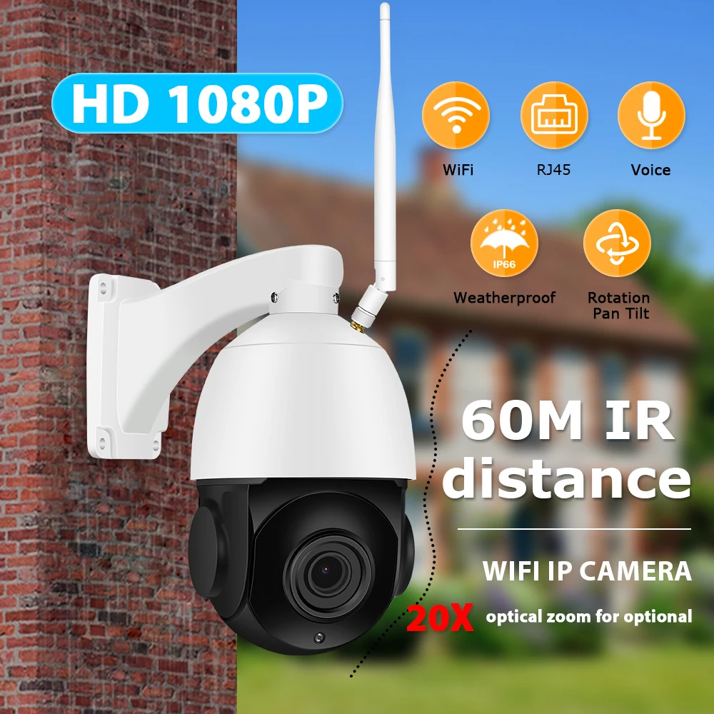 

Zoohi PTZ IP Camera Wireless Camera Outdoor Two Way Audio 1080p Rotatable Dome 20X Survellance Security Cameras WIFI 2MP IR IP66