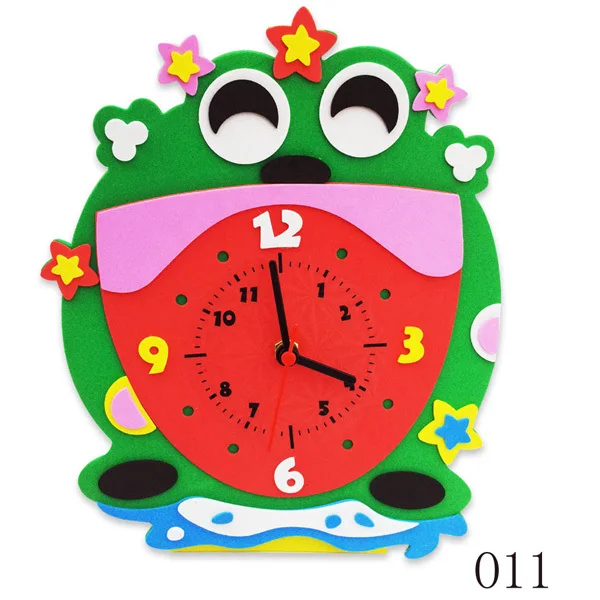 12 pcs/LOT,DIY foam clock craft kits,Art cartoon clock,Kindergarten