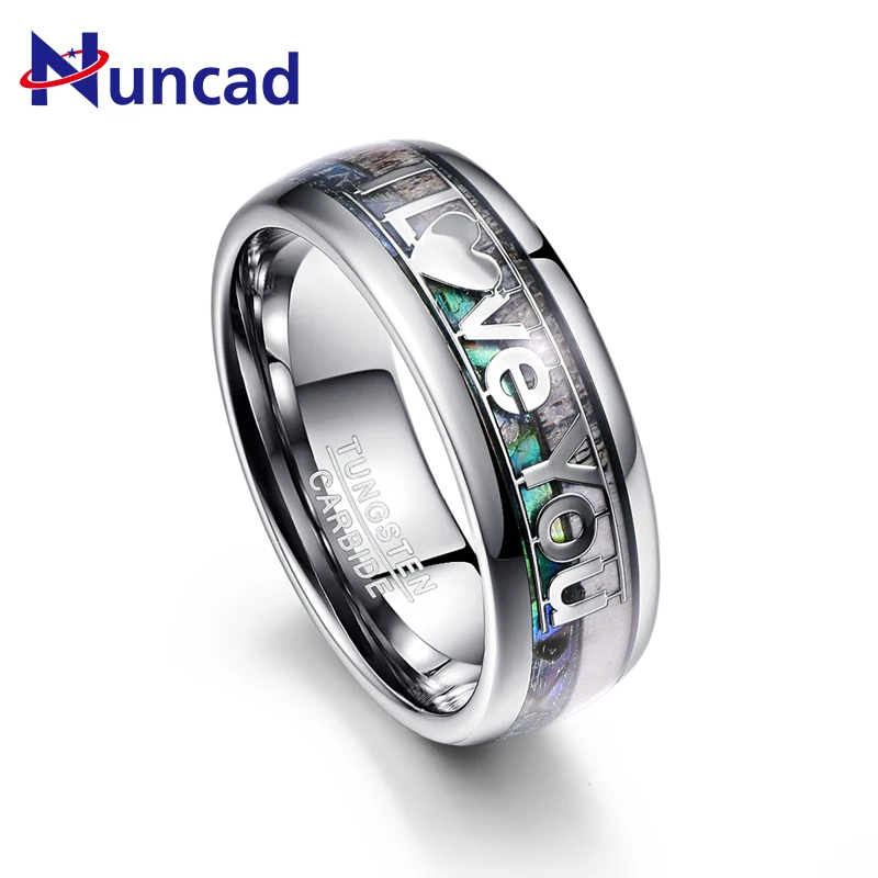 

New Creative Desgin Deer Antler Shell I Love You Tungsten Steel Ring 8mm Tungsten Carbide Band Ring Lovers' Engagement Jewelry