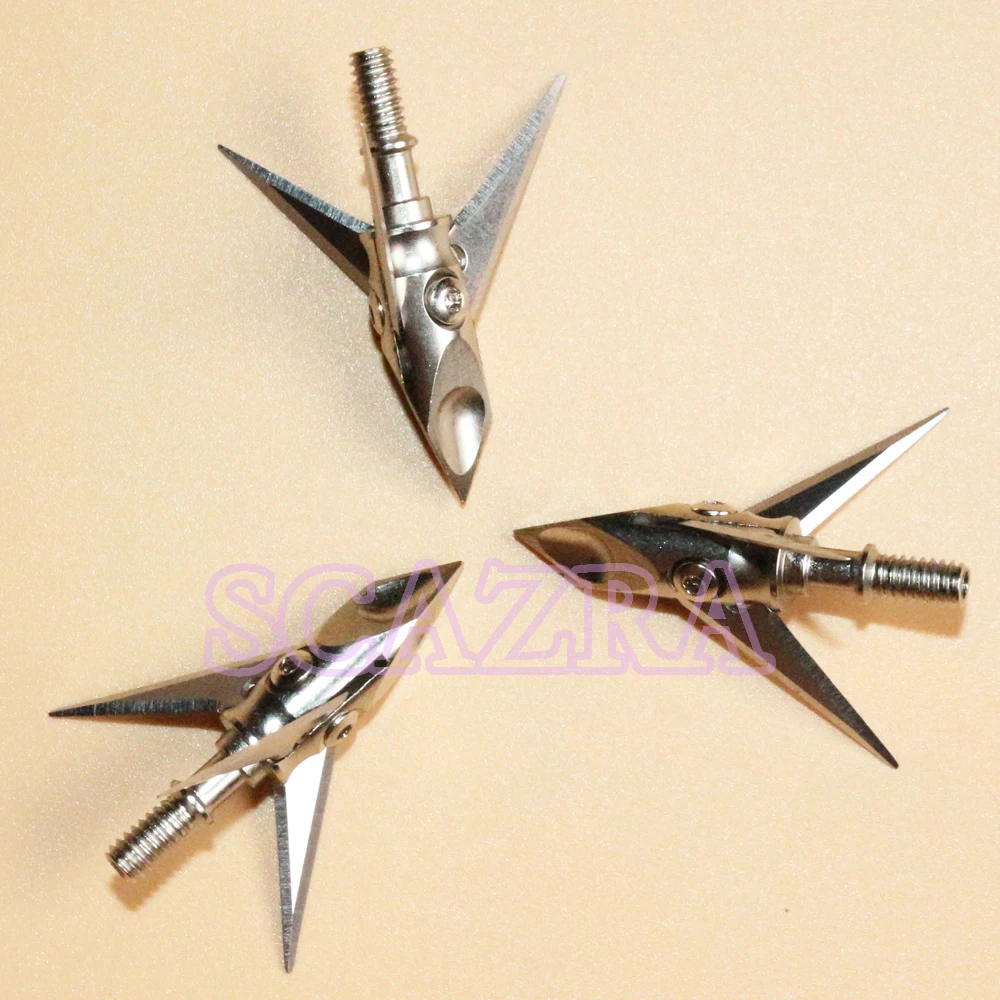 3pcs 100 Grain Silver 3 blade Broadheads Arrowheads Points Tips For
