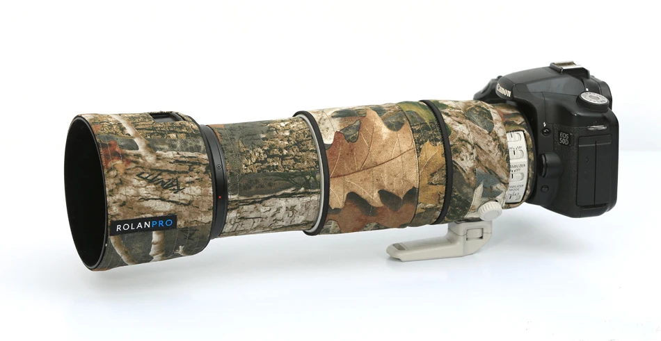 ROLANPRO lente camuflaje capa lluvia cubierta para Canon EF 100-400mm f4.5-5,6 L IS II USM lente funda protectora pistolas al aire libre - 4