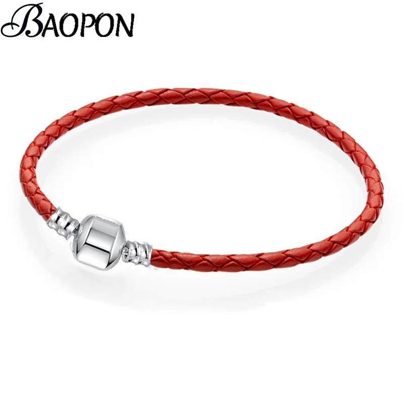 

BAOPON Authentic 8 Colors 16cm-21cm Leather Chain Charm Bracelets Fits Original DIY Fine Bracelets For Women Jewelry Gift