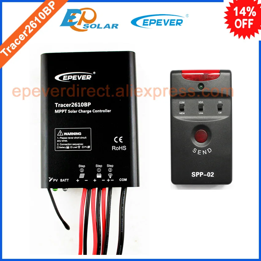 Tracer2610bp Солнечный MPPT epever зарядки Регулятор с spp-02 для Параметра конфигурации функции литиевая батарея использовать 10A