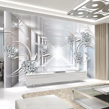 

Custom Photo Wall Paper 3D Space Mural Jewelry Diamond Modern Living Room Sofa TV Background Self-adhesive Waterproof Wallpaper