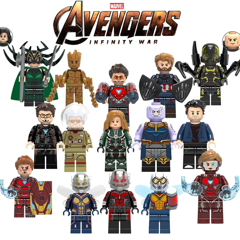 

Super Heroes Marvel Figures Captain American Ant-Man Spiderman Iron Man LEGOINGLYS Building Blocks Mini Bricks Children ToysYF30