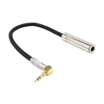 

6.35MM Female Stereo to 3.5MM Male Plug Jack Hifi Mic Audio Extension Cable Short 90 Degree Angled Audio Line Cable Wire