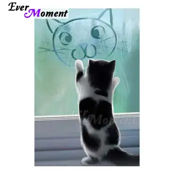

Ever Moment Diamond Painting Cat Handmade Cross Stitch Picture Mosaic Rhinestone Diamond Embroidery Animal Home Decor 3F003
