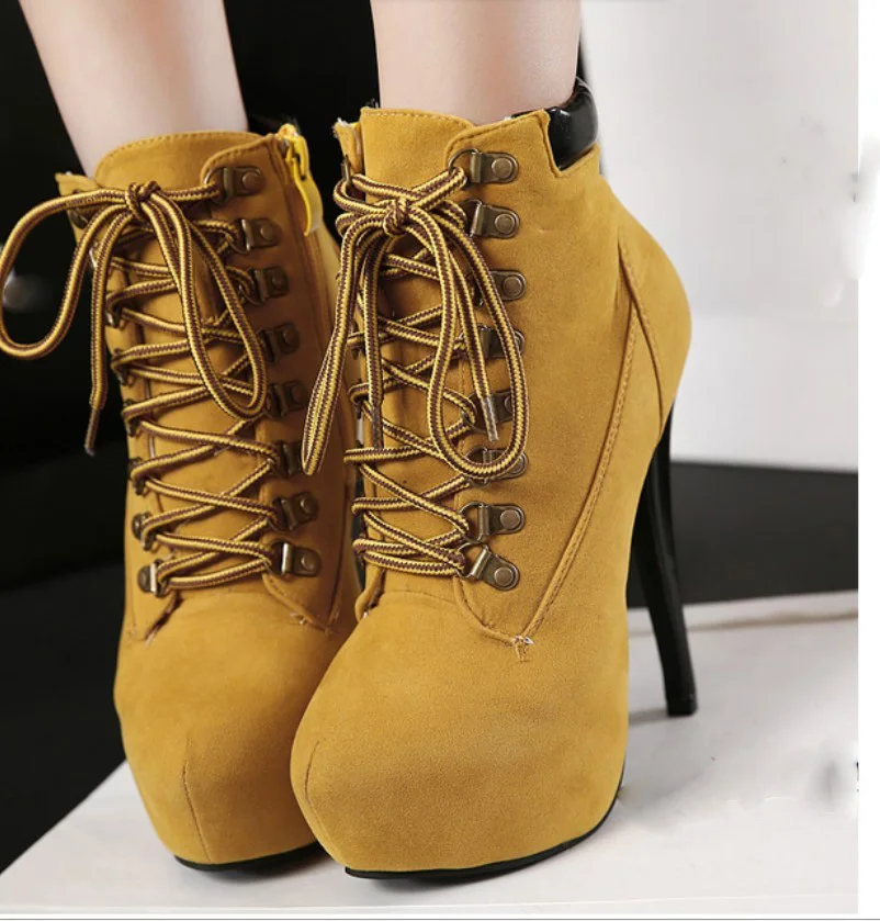 

Women Martin Boots Autumn Winter Warm Ankle Snow Boots Platform Fleece Fur Short Booties Fetish Shoes Ultra Very High Heel Pumps