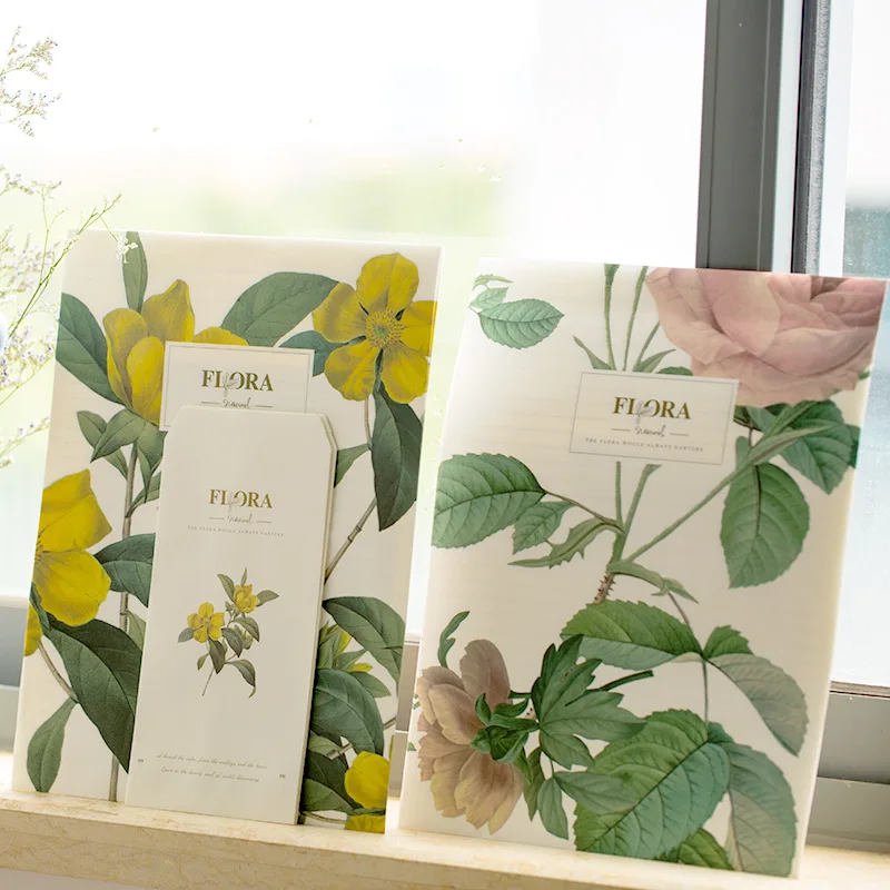 

3 Envelopes+6 Letter Paper Set Flowers Letter Pad Wedding Gift for Invitation Letter Postcards Cover Paper Letter Storage Bag
