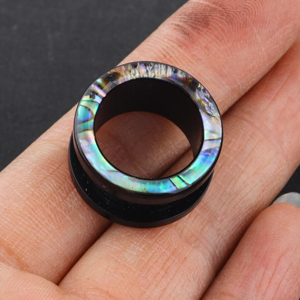 JUNLOWPY Acrylic Ear Tunnel Plugs Shellhard Shell UV Earring Gauges Stretching Body Piercing Jewelry Ear Expanders 70pcs 7 sizes