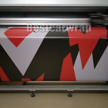 

Red White black Large Camouflage Pixel Car Wrap With Air Rlease / air free Car film Truck covering foil 1.52x10m/20/30m m/Roll