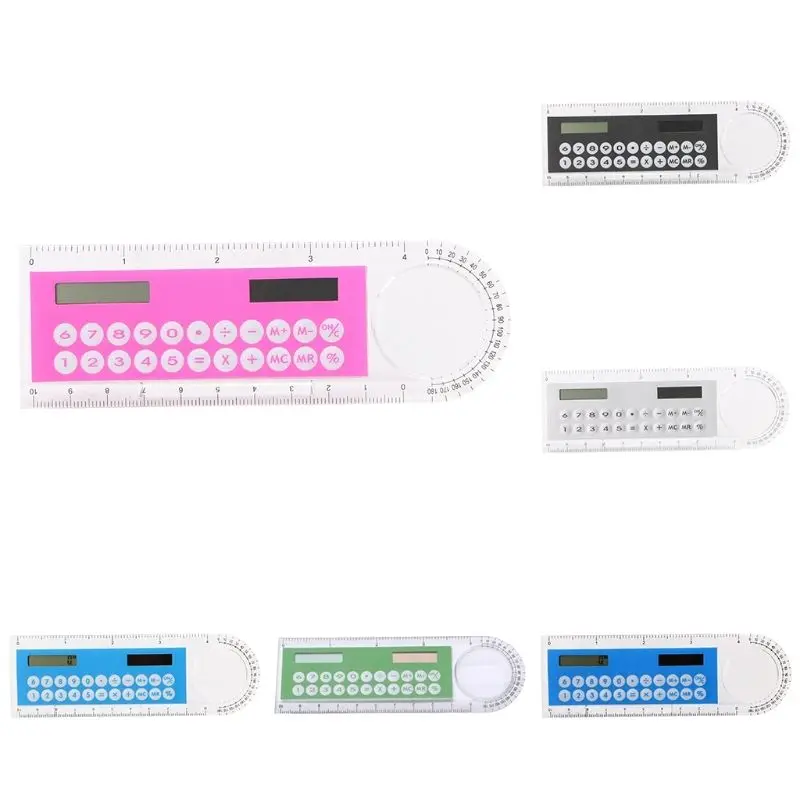 

Colorful Student Ruler Mini Portable Solar Energy Calculator Office Stationery