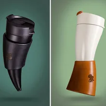 1 unid Creativo Cuernos de Cabra Termo de Acero Inoxidable Taza de Aislamiento Taza de Café Pareja de Viaje de Vacío Termo Botella de Agua Caliente