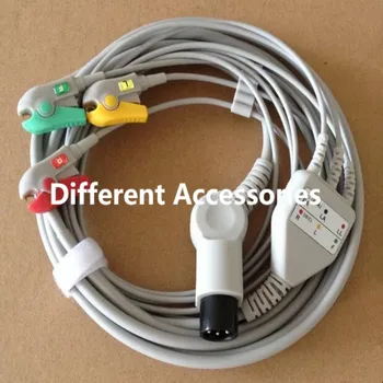 

Free Shipping One Piece ECG Leadwire 3 leads for Mindray, Goldway,Edan,monitor use,Patient Monitor ECG Cable,Clip end TPU,IEC