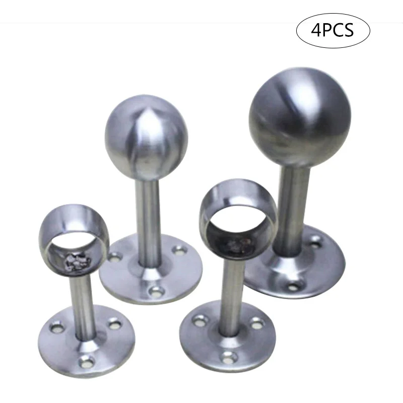 High 4 Pcs Shower Curtain Closet Rod Holder Pipe Flange Socket Ceiling Mount Bracket Stainless Steel LG66