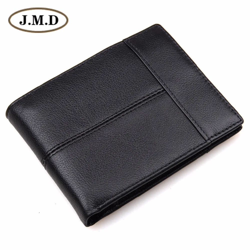 

J.M.D High Quality Real Cow Leather Men's Wallet Designer Black ID Card Holder With Coin Purse 8145A
