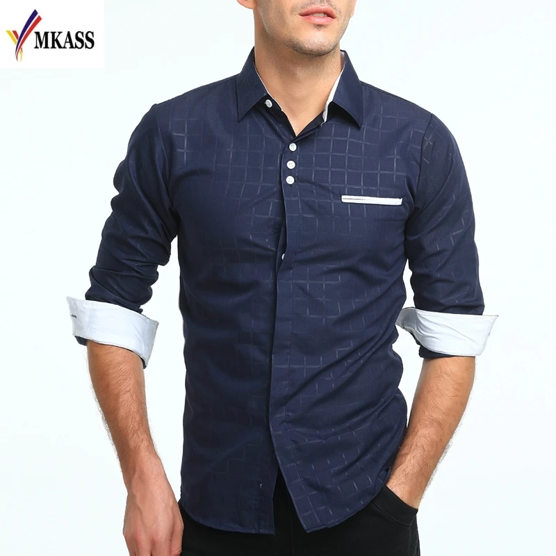 

Plus Size M-3XL Shirts New 2018 Spring Casual Men Shirt Cotton Linen Mens Dress Shirt Slim Fit Plaid Shirt Long Sleeve Camisas