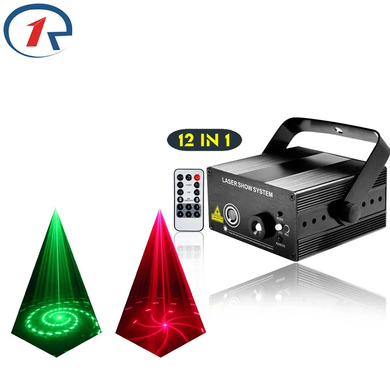 

ZjRight IR Remote 12pattern Red Green laser lights Mix Blue LED effect stage light gala party projection laser light dj lighting