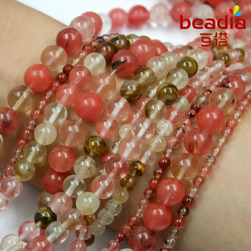 

Natural 4 6 8 10mm watermelon tourmaline stone lovely round beads making best sale Necklace