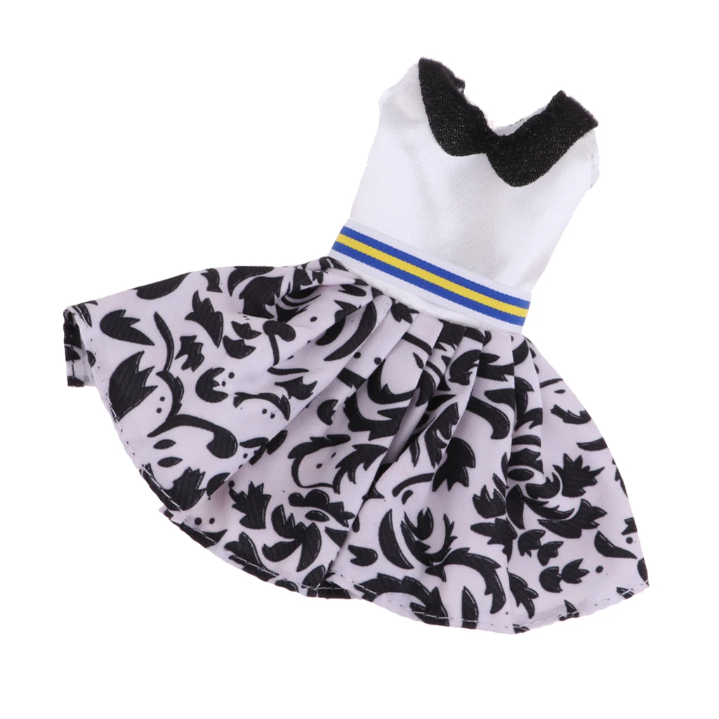 Casual Sleeveless Dress Black And White Mixed Color Dress For  Dolls 30cm Fashionable Dress For Dolls