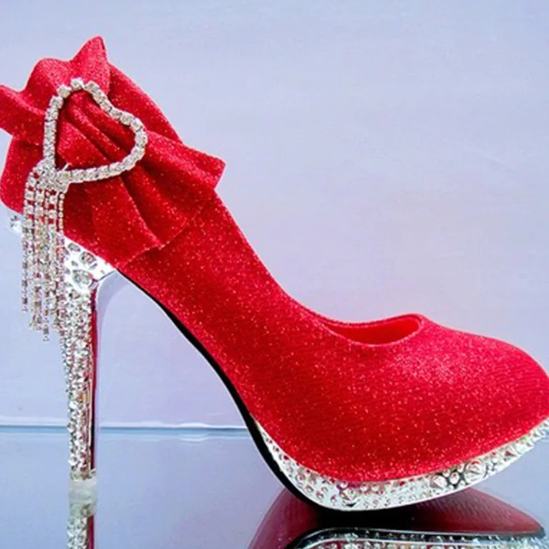 Женская обувь для вечеринок; пикантные женские туфли-лодочки на высоком каблуке; женские свадебные туфли на тонком каблуке; стразы; туфли на высоком каблуке; A722 - Цвет: red 9cm