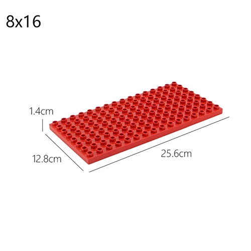 Двухсторонние опорные пластины для больших кирпичей, большой строительный блок из частиц, двухсторонняя материнская плата, совместимая с блоком Duplos для детей - Цвет: 8x16 red
