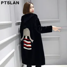 Ptslan Women Sheep Fur Coat Fashion Women Wool Coat Long Sheep fur Beautiful Women s Coat
