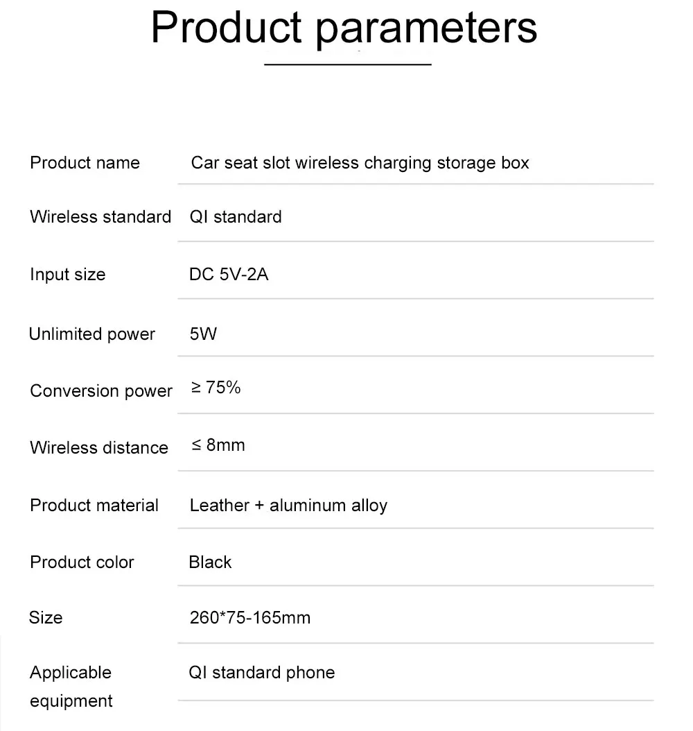 Ascromy Qi Wireless Charger Car Organizer Wireless Charging Station Storage Box Holder Car Seat Slit Gap For iPhone XS Max XR X (4)