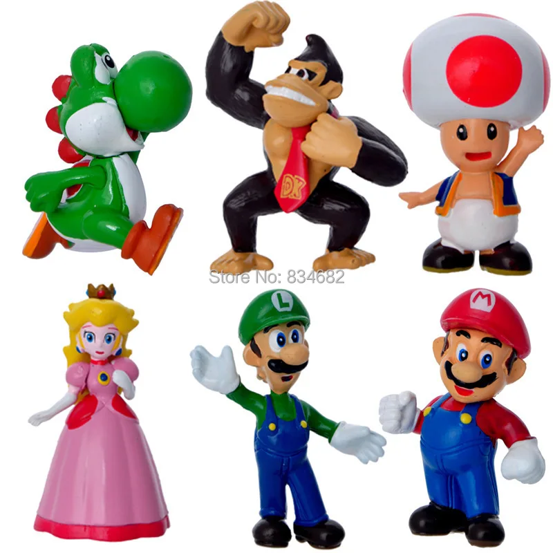 

J.G Chen 6 pcs/lot Nintendo Super Mario Bros Action Figure New Free Shipping & Wholesale Kids Toys for Children Mini Size