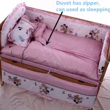 Промо-акция! Набор детского постельного белья из 6 предметов с героями мультфильмов, комплект из хлопка, детская кроватка(3 бампера+ матрац+ подушка+ одеяло