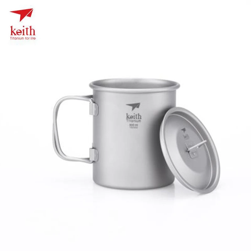 Keith titanio taza mango plegable pared única Copa acampar al aire libre senderismo vasos tazas de titanio con tapa 220 ml-900 ml
