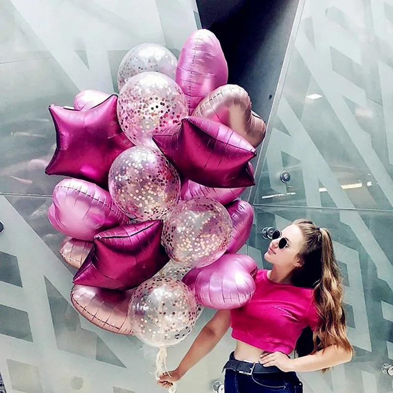 

14Pcs/set Mixed Gold Confetti Balloons Birthday Party Decoration Metallic Balloon Air Ball Birthday Ballon Party Decor Star Love